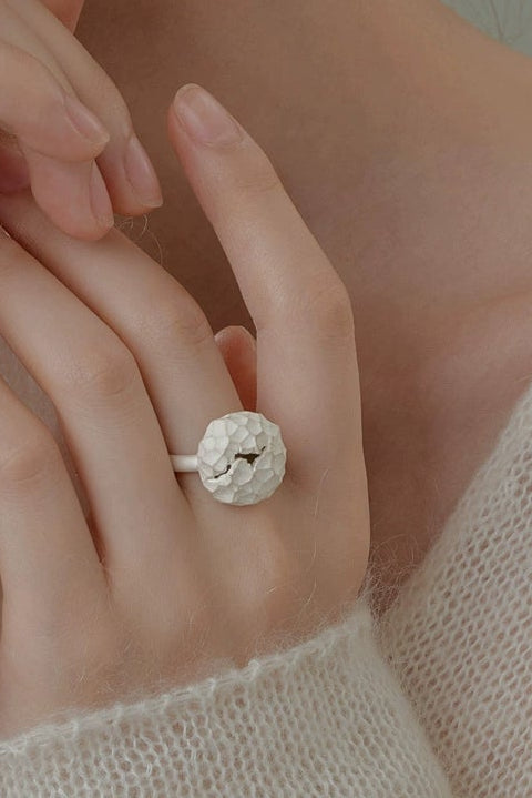 S925ハンマードスターロックオープンリング　B4512