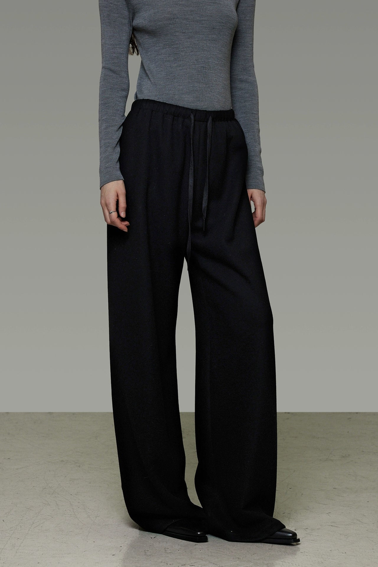 ドローストリングリラックス＆スリミングワイドパンツ　B4502