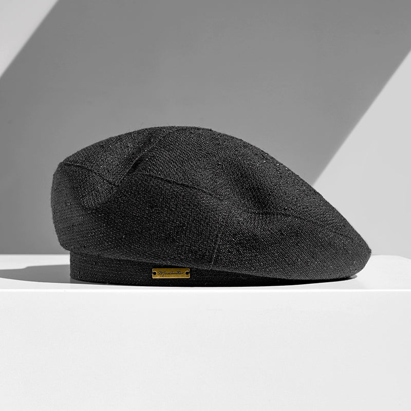 Solid color tweed beret B2127