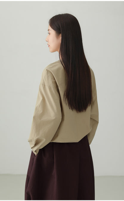 ミニマルクルーネックプルオーバーシャツ　B4729