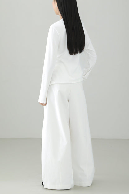 White Straight Wide Versatile Pants B4655