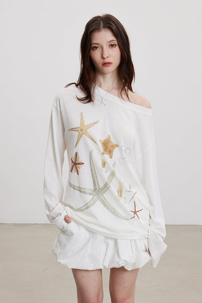 幸運海星露肩 T 卹 B3809