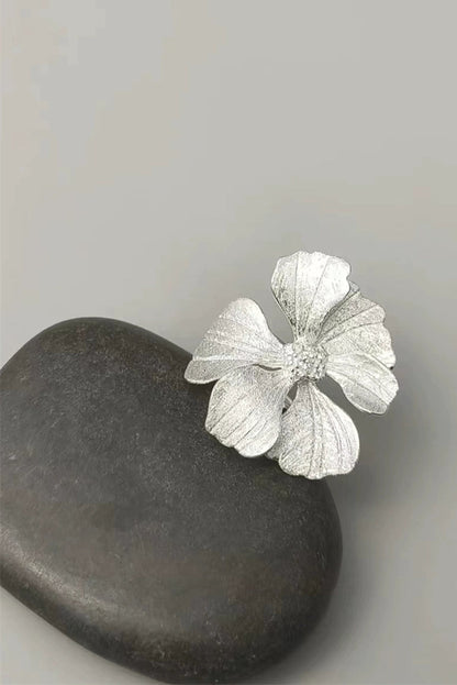 S925 Flower Peony Open Ring B4264