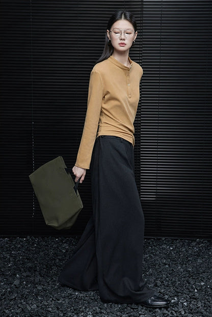 深灰色磨毛寬褲 B4416