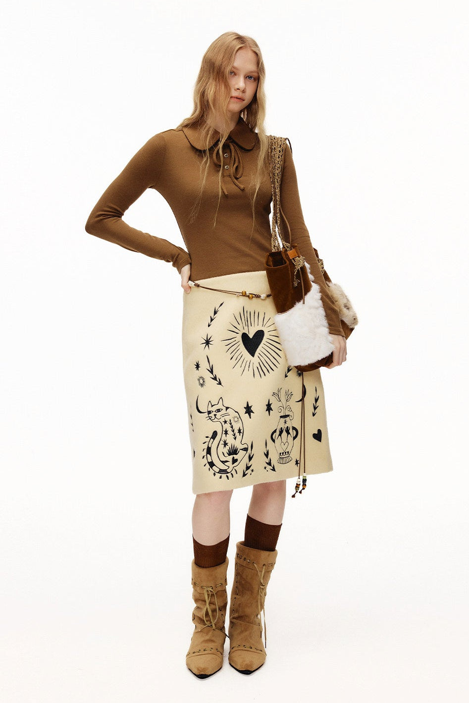 ピーターパンカラータイ長袖ポロシャツ　B4591