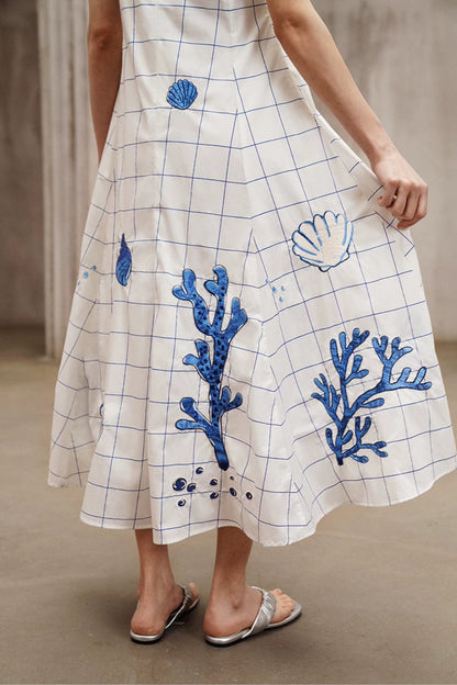 Summer Pine Embroidered Plaid Dress B4793