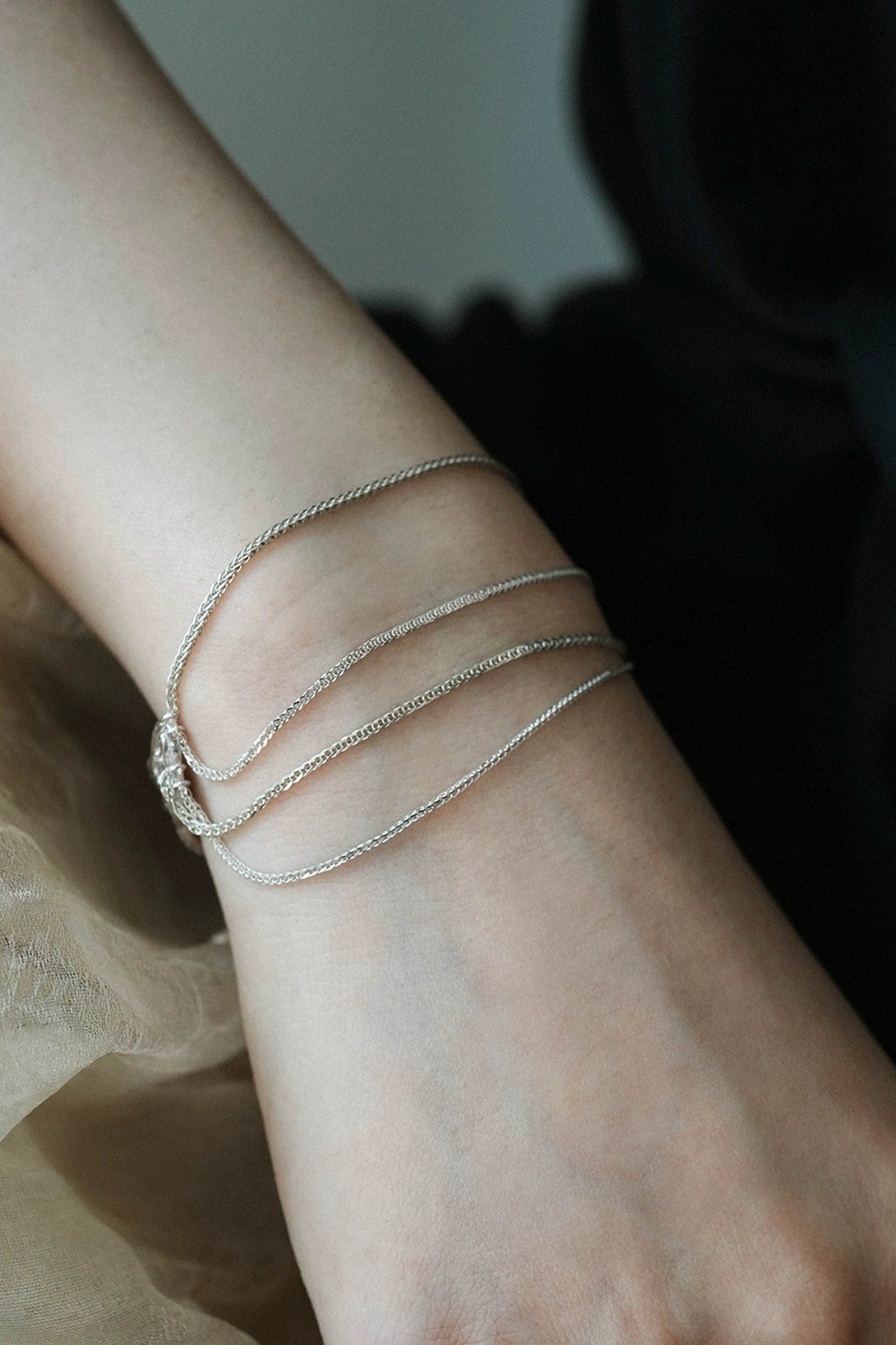 S925ヴィンテージクチナシファイバーニッチブレスレット　B4149