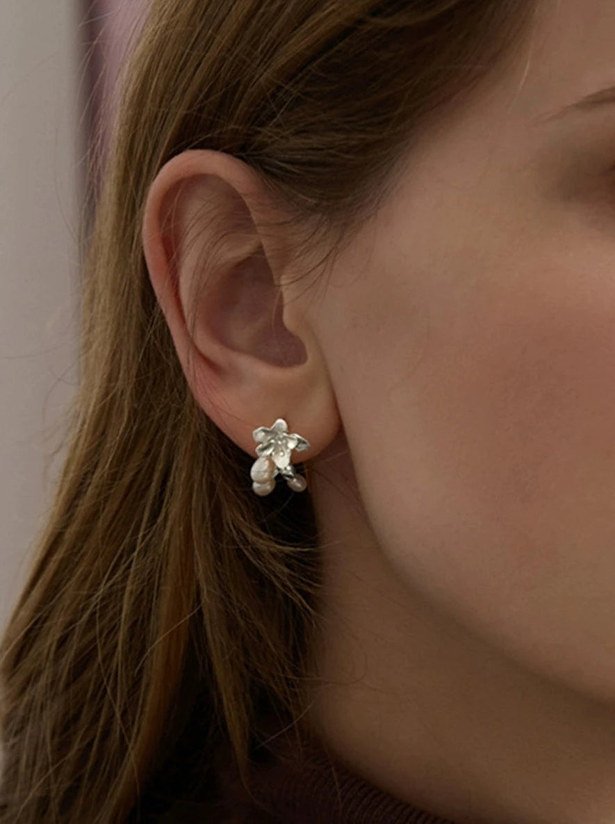 S925 Natural pearl freesia earrings B2745