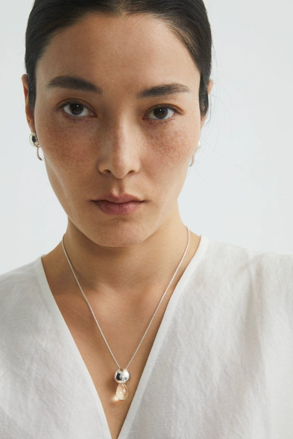 S925ウオータードロップクリスタルペンダントネックレス　B4246