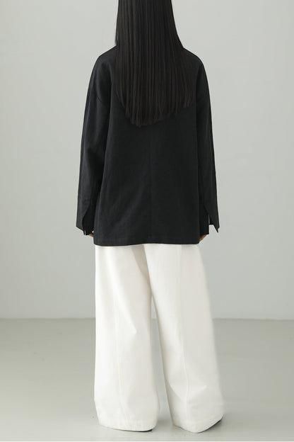 Minimalist Jacquard V-Neck Jacket B4659