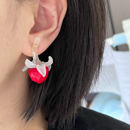 Clear Strawberry Polygon Earrings B1800