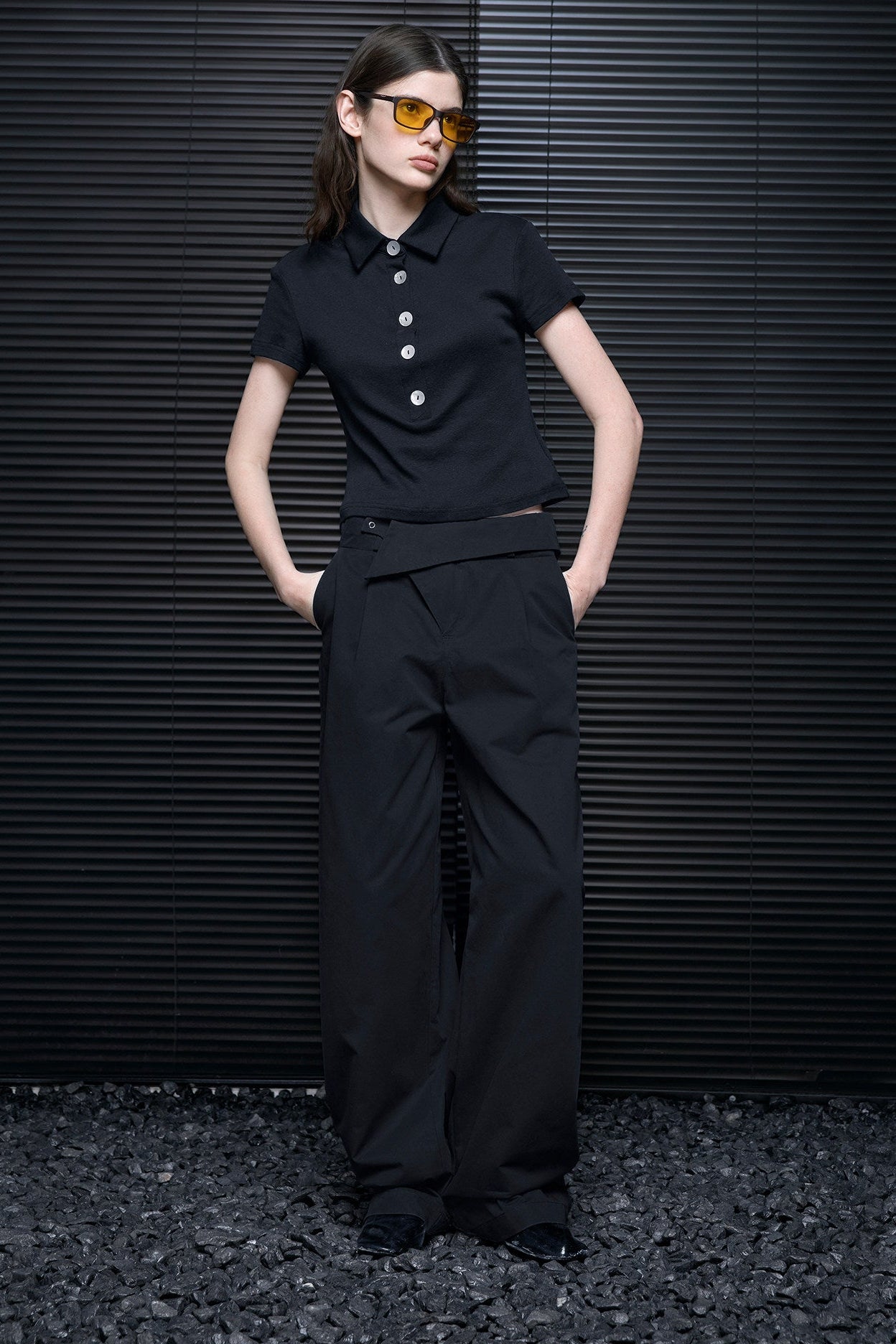 Black Cotton Slim Fit Polo Shirt B4689