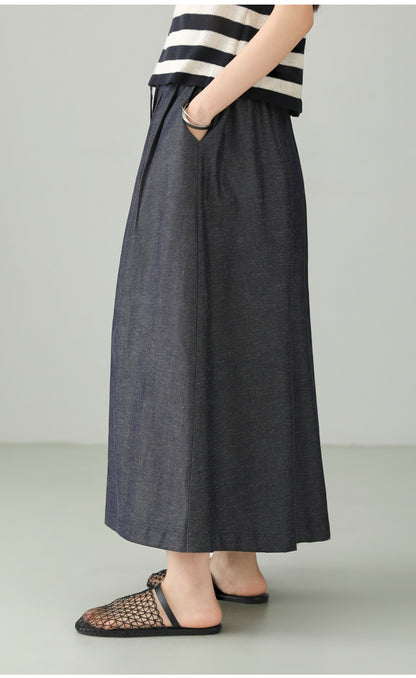 Cotton Linen Art Flare Skirt B4765