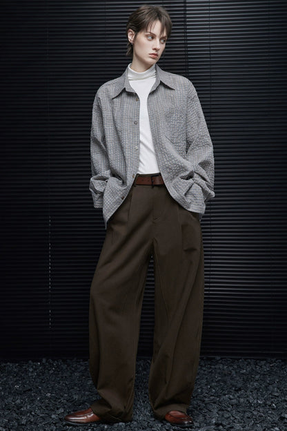 ダークブラウンテンセルコットンワイドパンツ　B4356