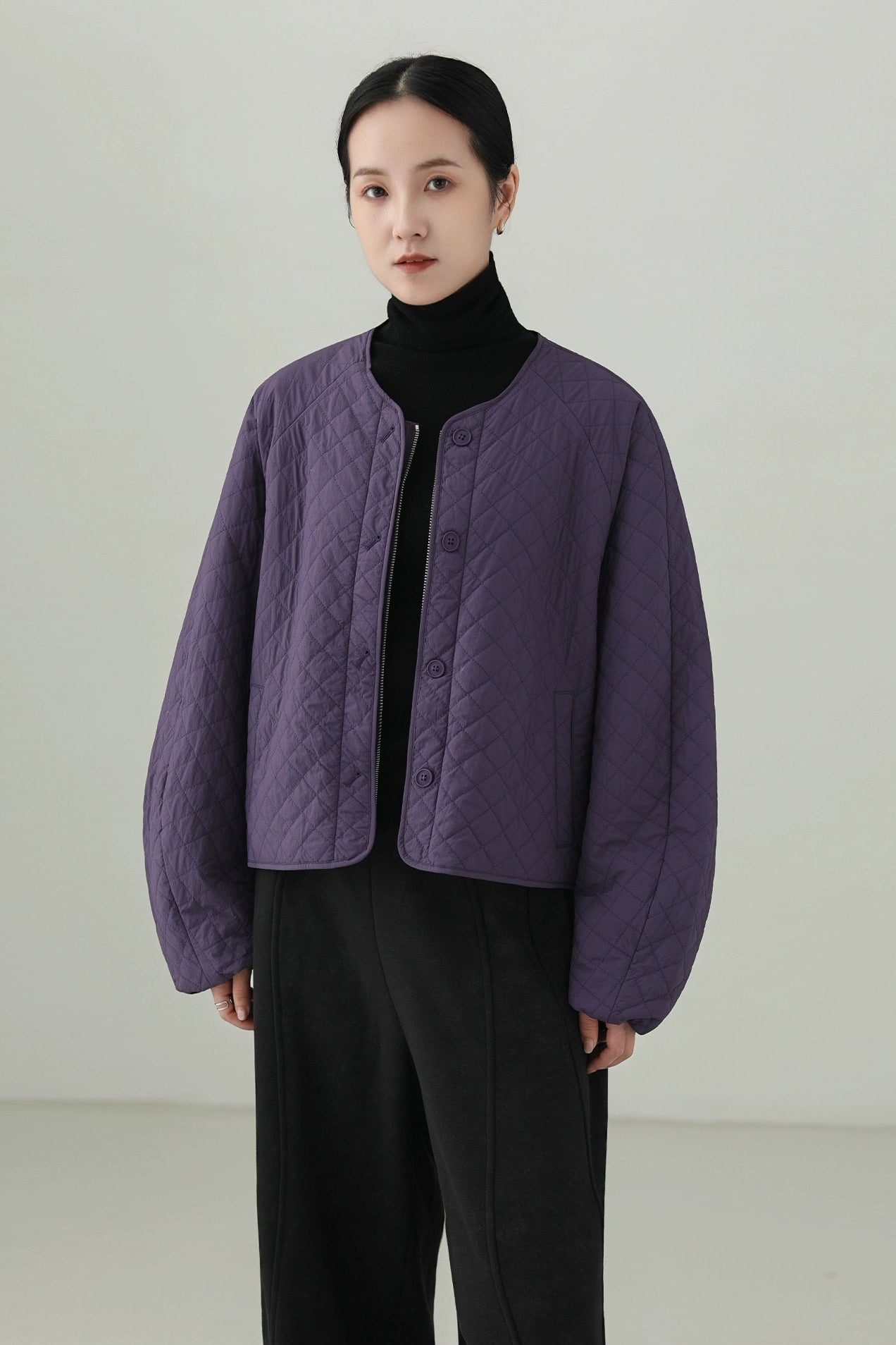 ウールキルティングショートコート　B4532