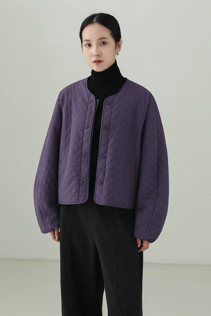 ウールキルティングショートコート　B4532