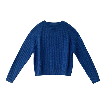 レトロケーブルニットウール混セーター　B4454