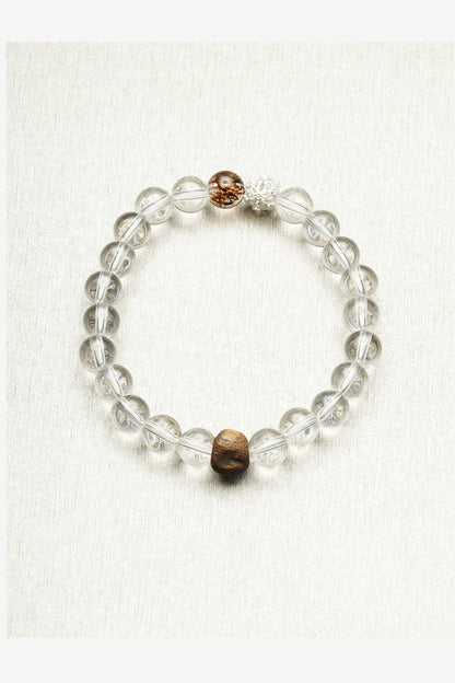 S925ブラジル産ホワイトクリスタル白沈香ブレスレット　B4206