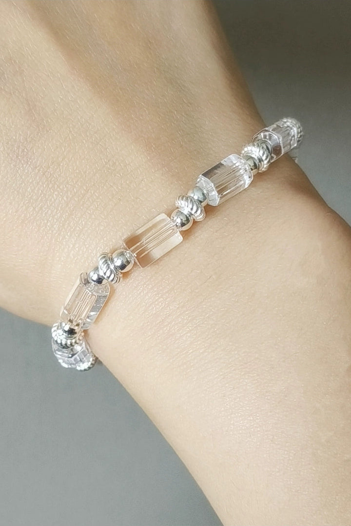S925アイスホワイトクリスタルレトロブレスレット　B4001