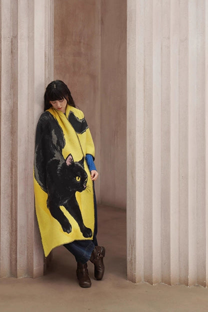 黒猫ニットロングショール　B4452