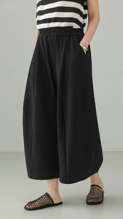 Tencel Cotton Cropped Wide Pants B4763
