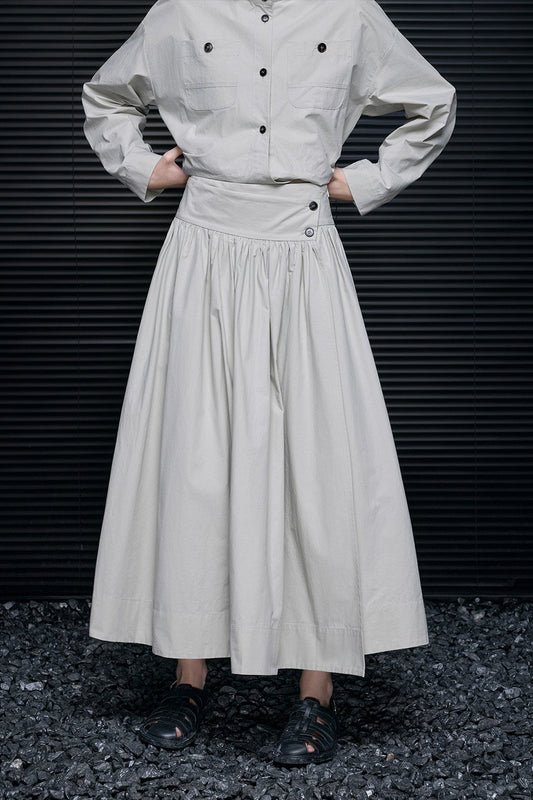 ピュアコットンハイウエストロングスカート　B4628