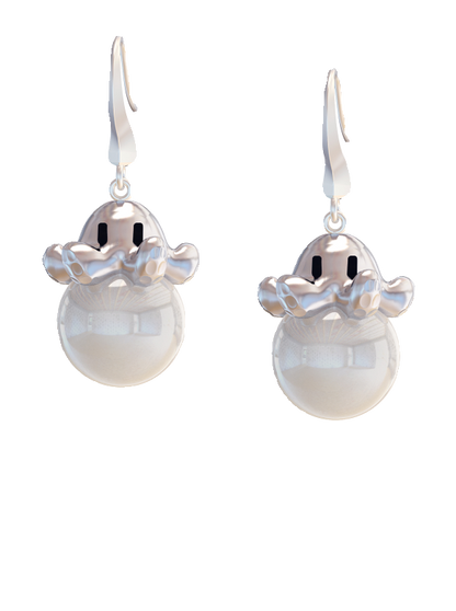 Metal Octopus Pearl Polygon Earrings B2793