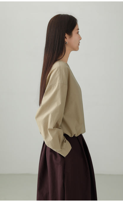 ミニマルクルーネックプルオーバーシャツ　B4729