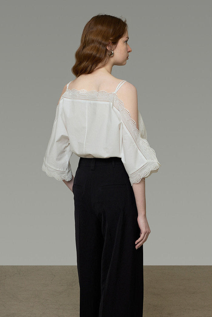 French Off-Shoulder Lace Design Blouse B4767