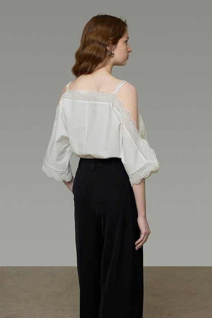 French Off-Shoulder Lace Design Blouse B4767
