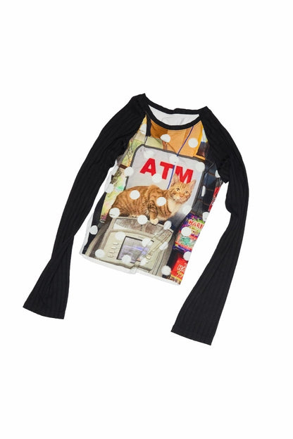 キャット＆ドッグ ドットプリントスリミングTシャツ　B4320