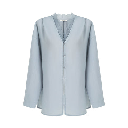 Lace V-neck loose blouse B4293