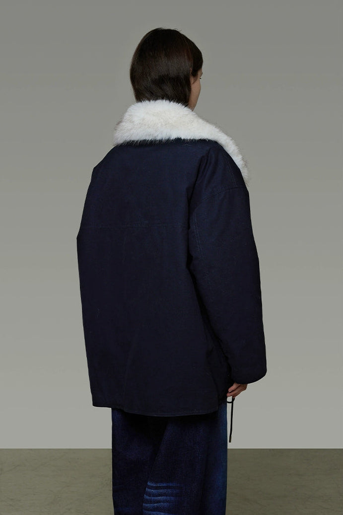 人造毛皮可拆式領加厚外套 B4492