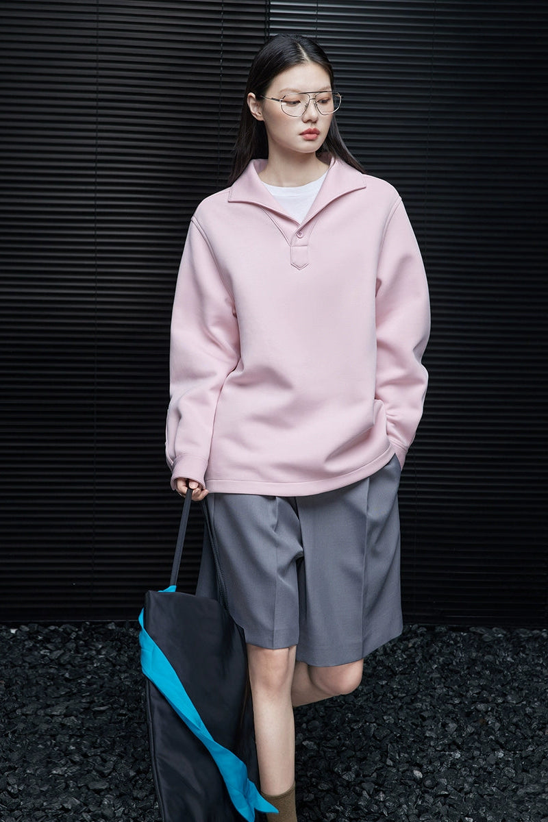ピンクルーズラペルスウェットシャツ　B4359