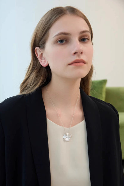 S925 Flower Peony Necklace B4262