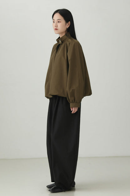 Stand collar gathered jacket B4274