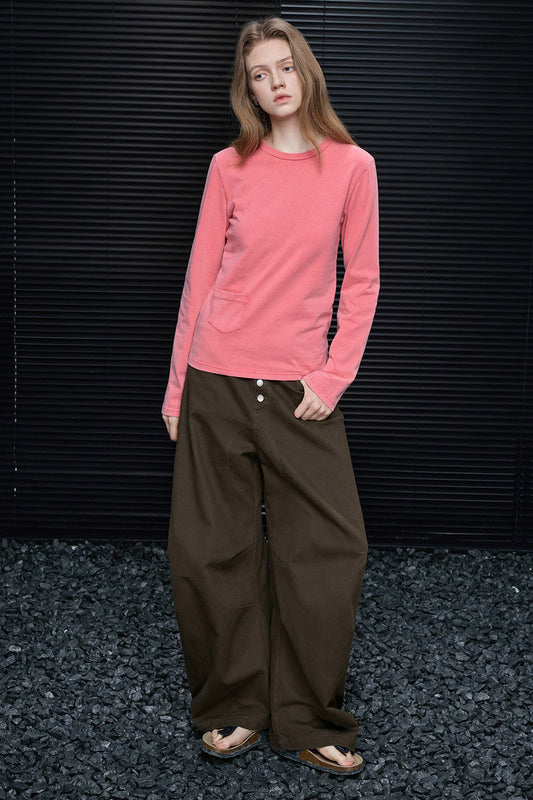 ピーチピンクピュアコットンTシャツ　B4627