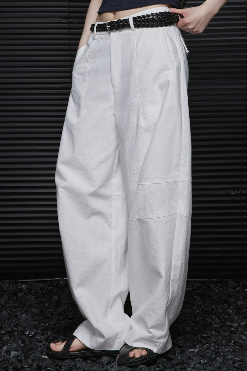 White cool wide loose pants B2757