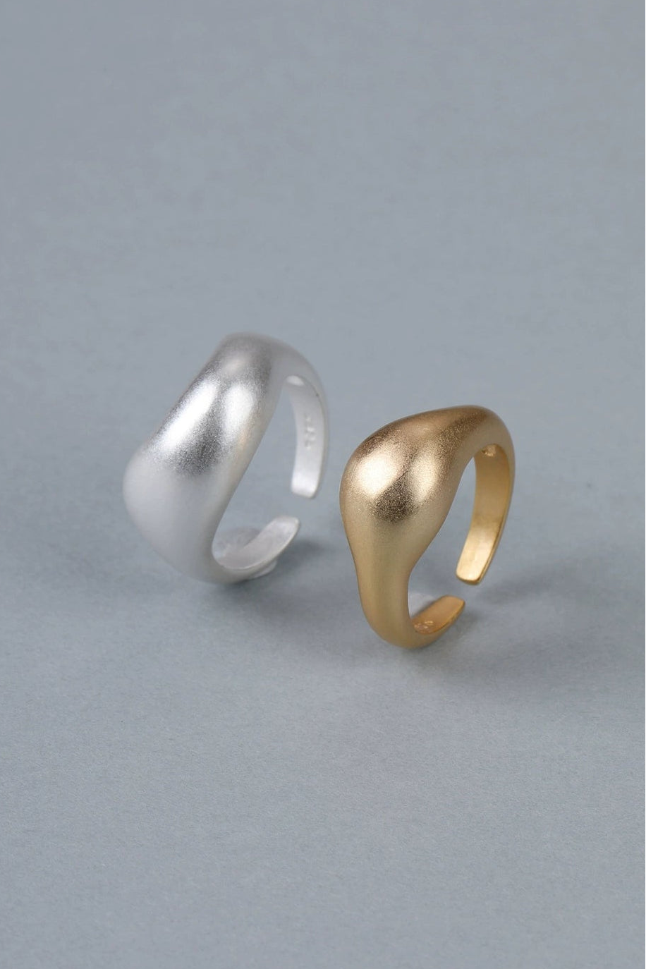 S925 幾何金銀開口戒指 B4520