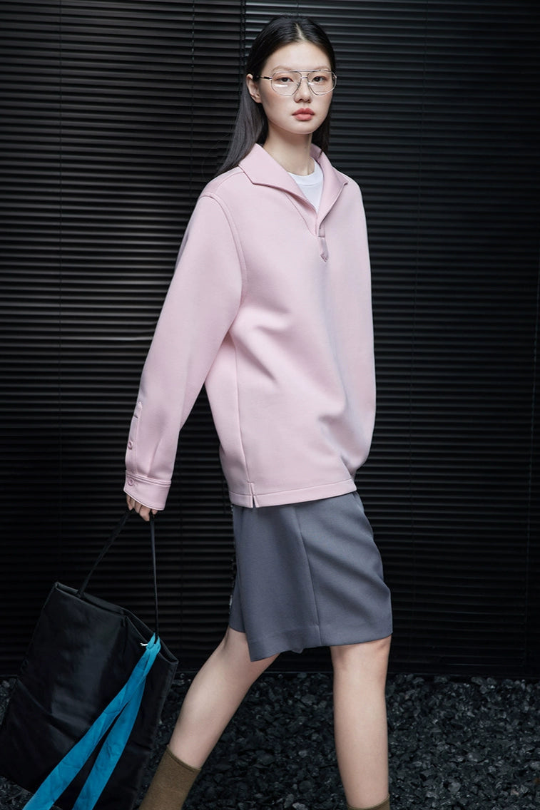 ピンクルーズラペルスウェットシャツ　B4359