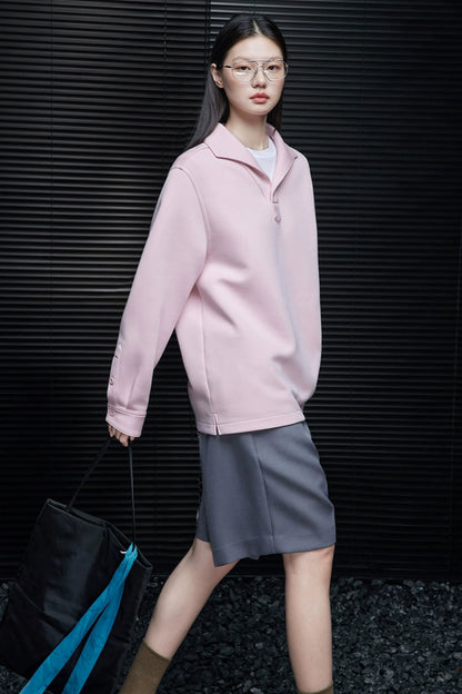 ピンクルーズラペルスウェットシャツ　B4359