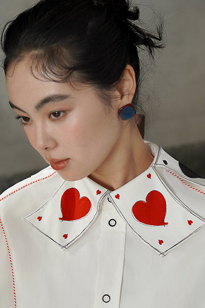 フレンチスイートトランプ刺繍カラーシャツ　B4581