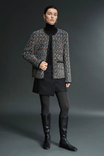 美利奴羊毛混紡不對稱裹身短裙褲 B4481