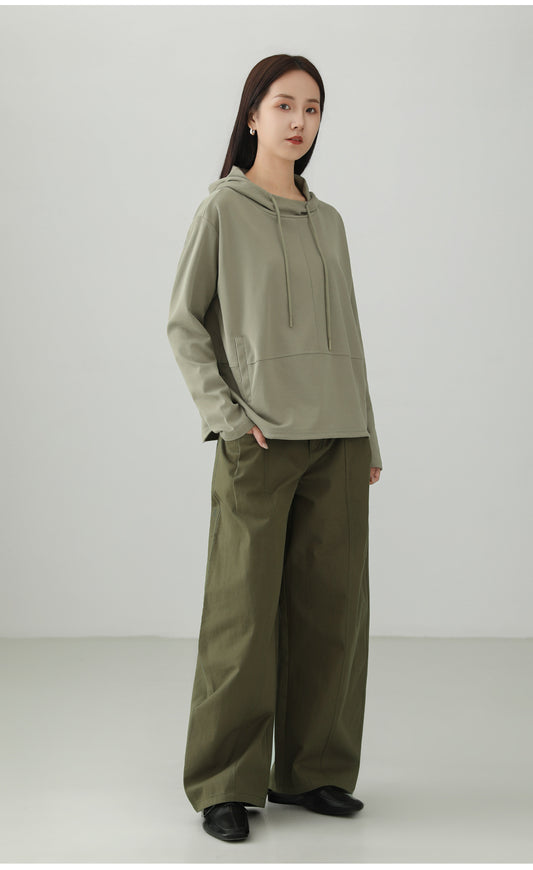 ミニマルフード付きスウェットトップス　B4707