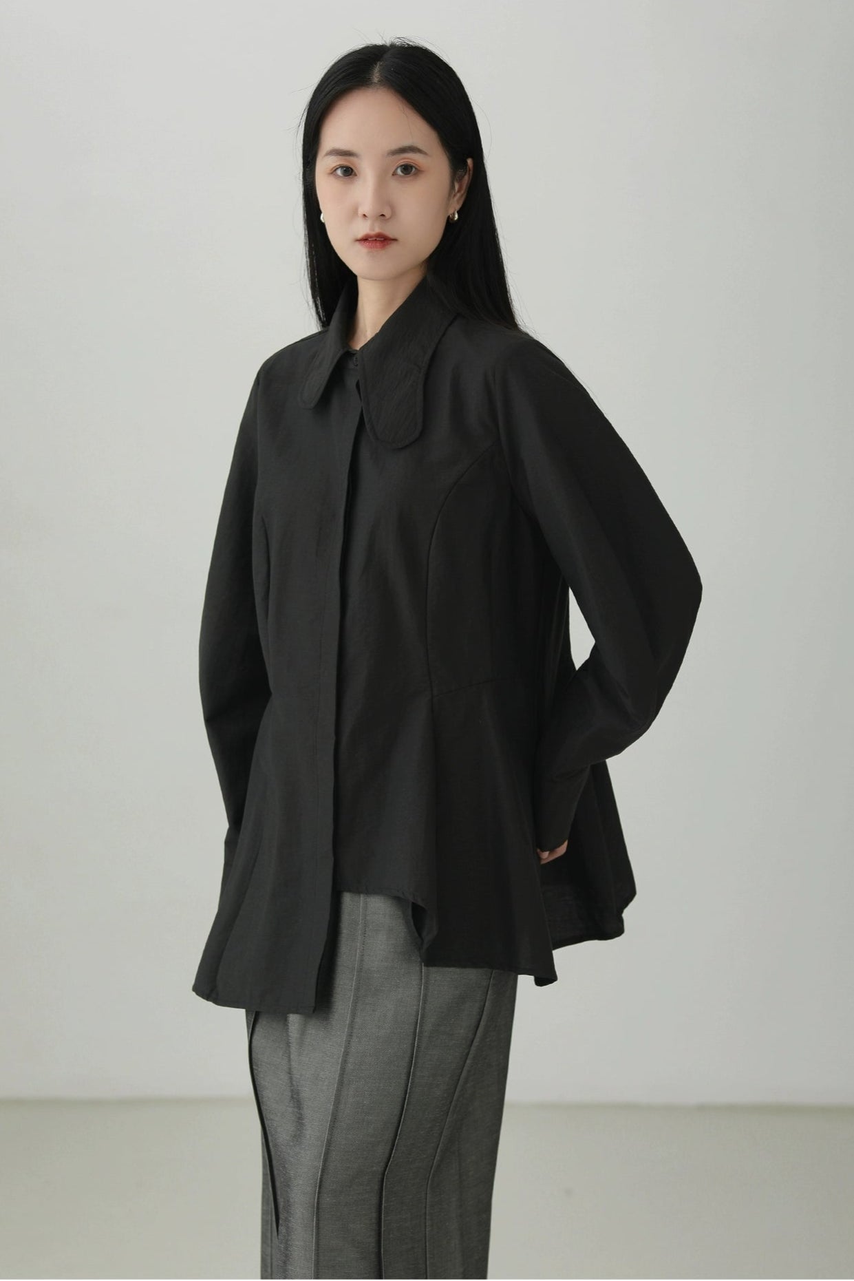 シワ加工コットンイレギュラーハイエンドシャツ　B4272