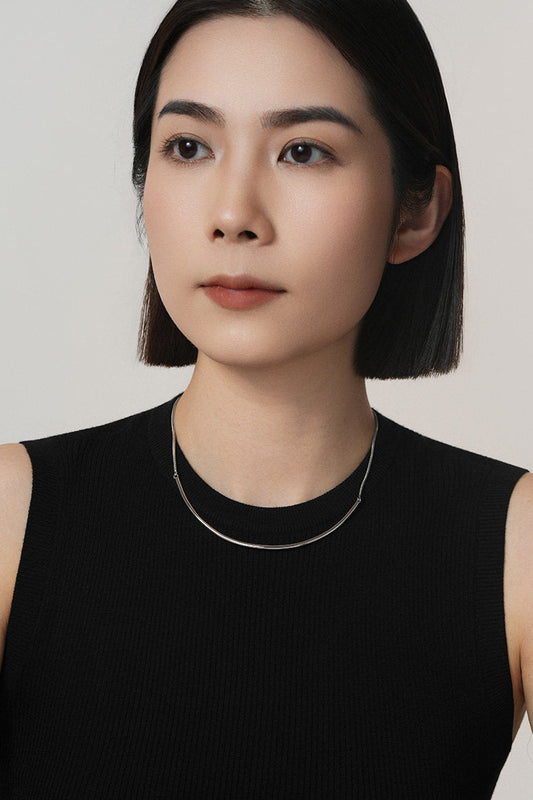 S925カーブラインミニマルチョーカーネックレス　B4722