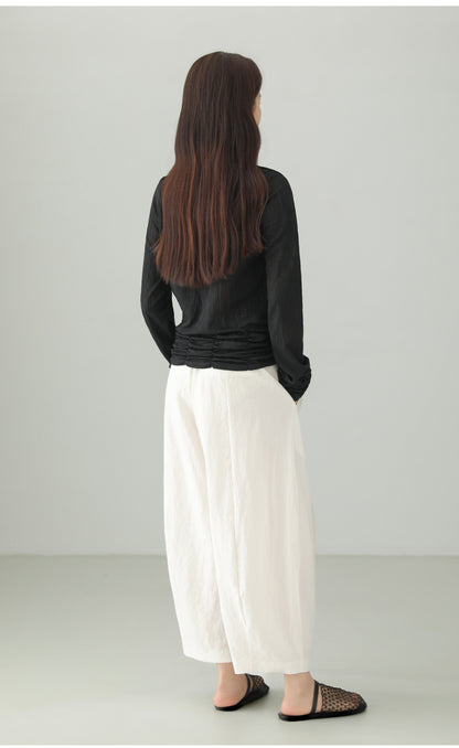Textured Pleated Design T-shirt B4758