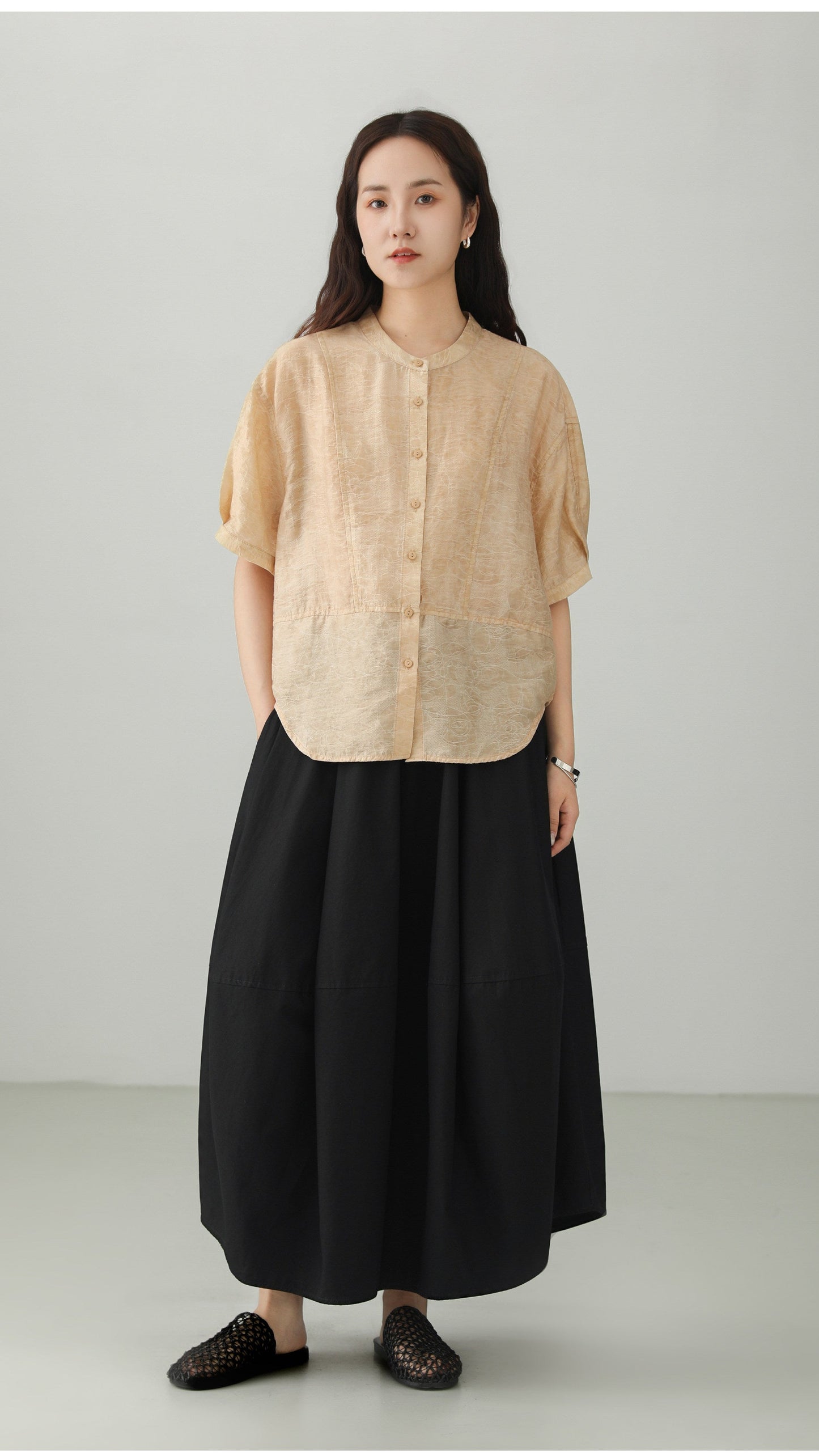 Washed Cotton Art Balloon Skirt B4786