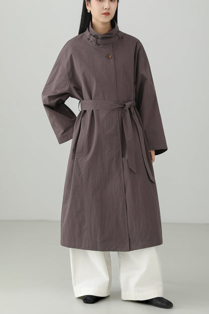 Cotton nylon washed trench coat B4654