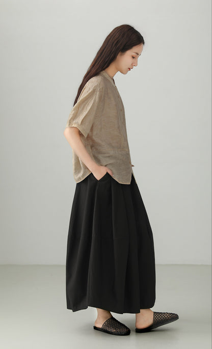 Art Style Tencel Blend Jacquard Blouse B4894